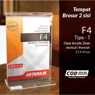 TEMPAT BROSUR / TENT HOLDER / TENT CARD AKRILIK DISPLAY 2 SISI F4
