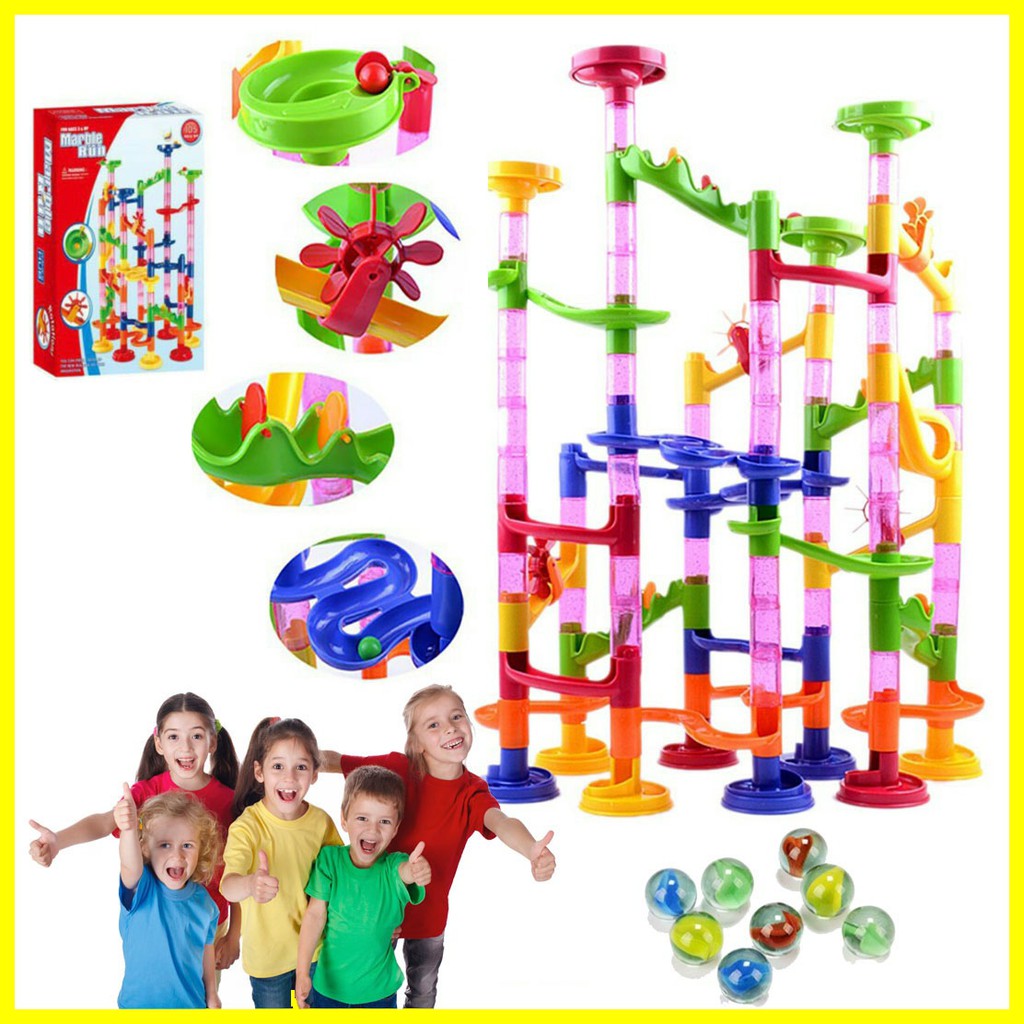 Mainan Anak Bayi Belajar Edukasi Puzzle Marble Run Balap Kelereng Lucu Unik 105pc