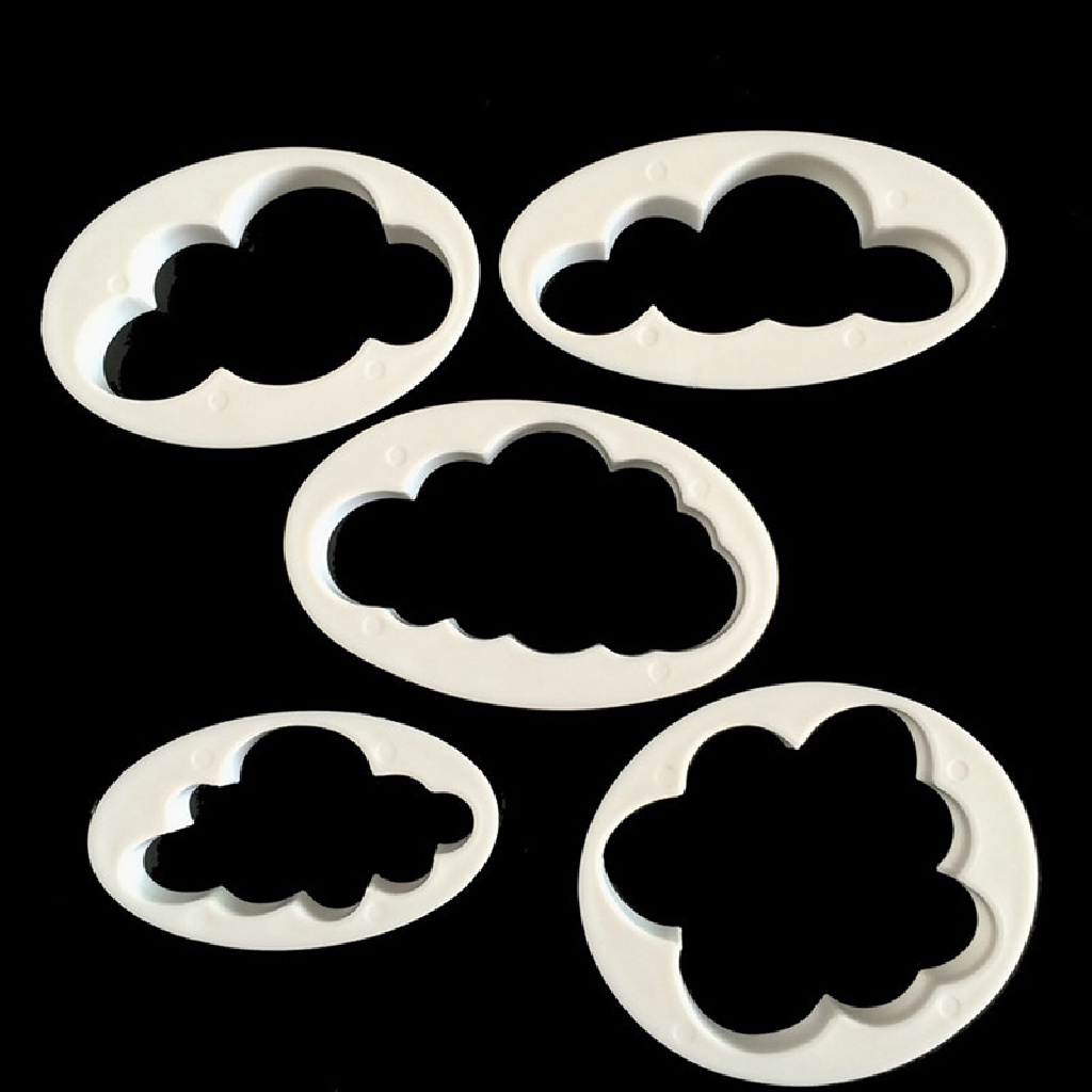 5pcs Cetakan Pemotong Adonan Kue fondant Desain Awan Untuk Dekorasi