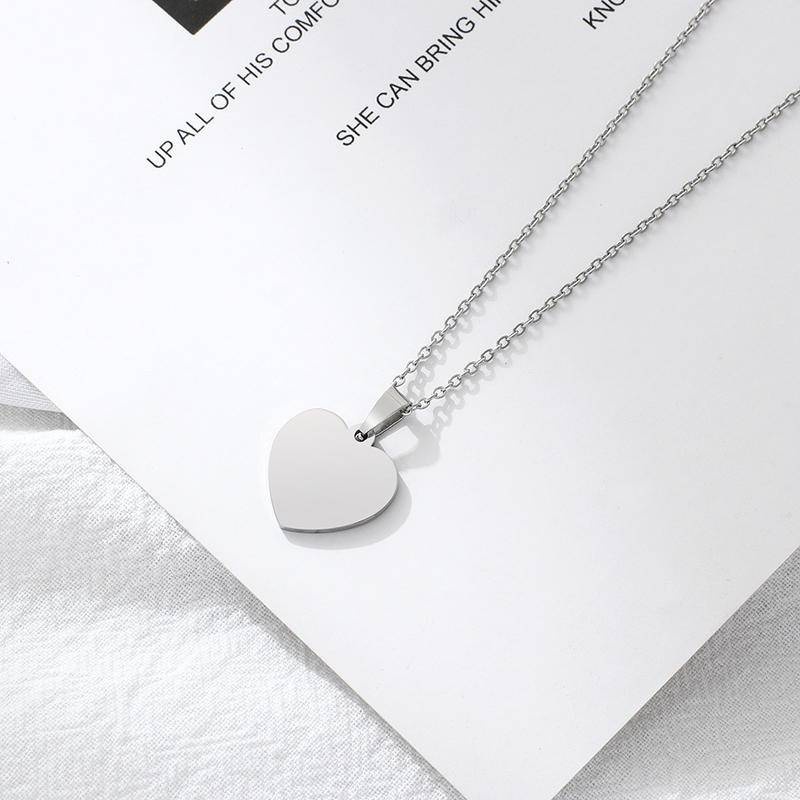 Kalung Dengan Liontin Bentuk Hati Persegi Panjang Geometris Bahan Stainless Steel Untuk Pria Dan Wanita