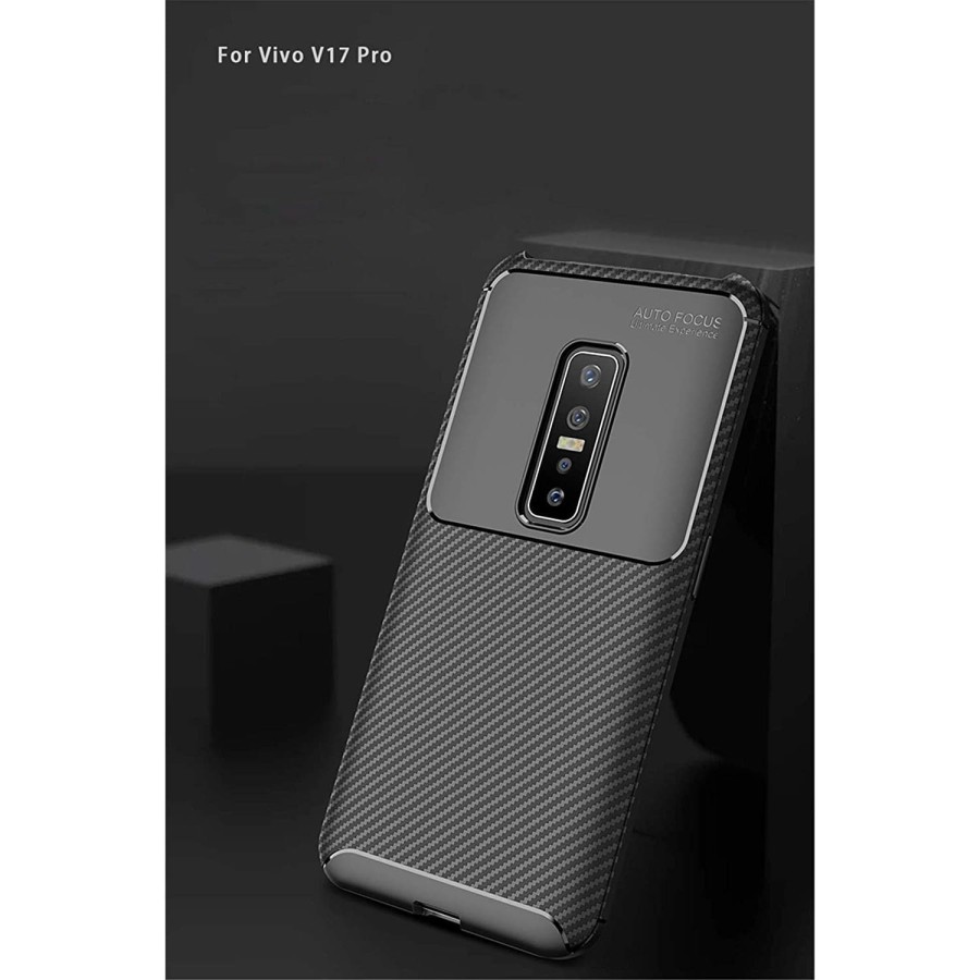 Case Vivo V17 Pro Synthetic Fiber Protective Carbon - Hitam