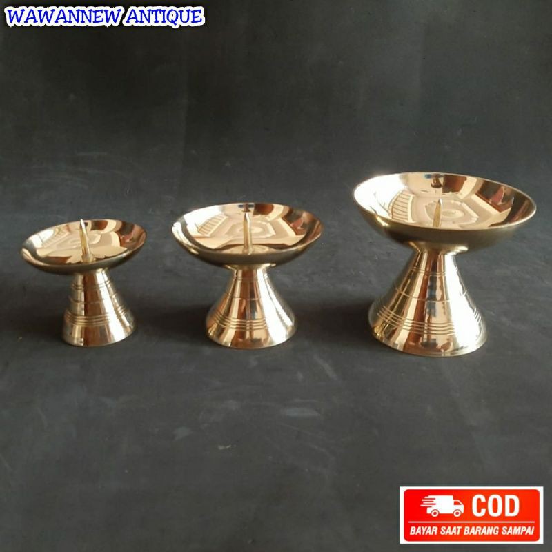 Tempat Lilin Aromaterapi Kuningan Antik Murah Motif Parabola / Candle Holder