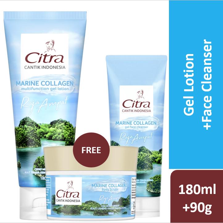 Buy Citra Marine Collagen Face Gel 90gr + Body Gel 180ml Free Citra Marine Gel Collagen Scrub 100ml