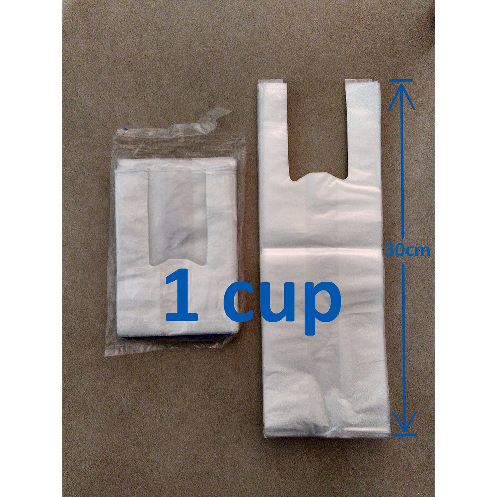  Kantong  Plastik  1 Cup Putih  Transparan Untuk Take Away Jus 