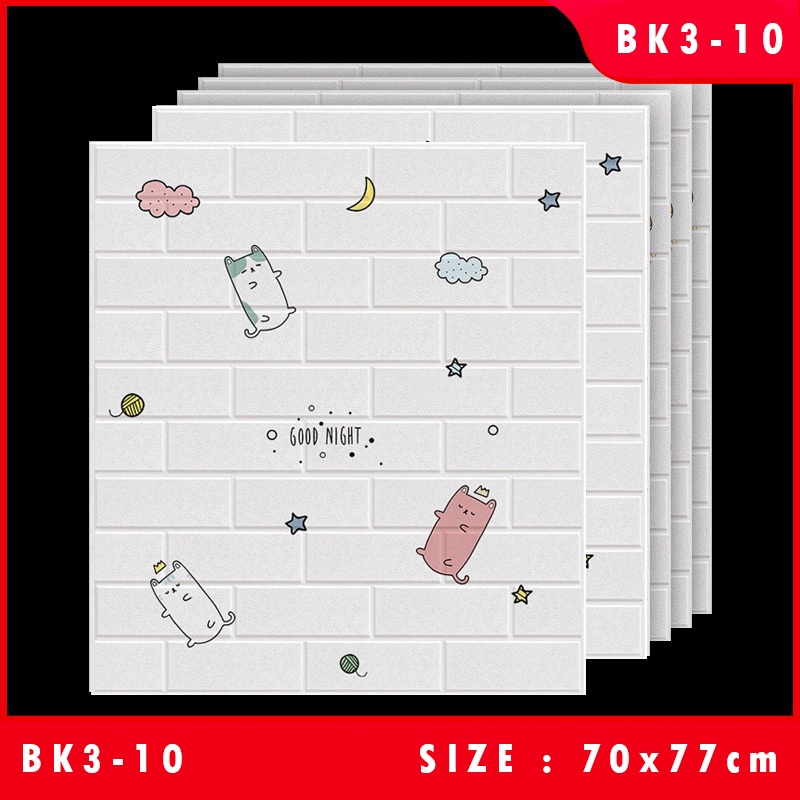 Wallpaper Dingding 3D Foam Motif Batu Bata 70 x 77 CM Dekorasi Dinding Kamar  Murah-BK310 CAT 3,5mm