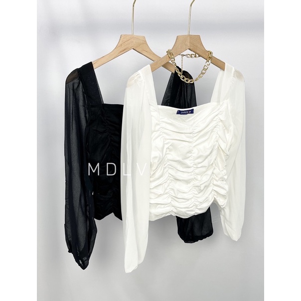 MDLV ~ 7892# Eleanor Ruched Top Atasan Blouse Korea Fashion import