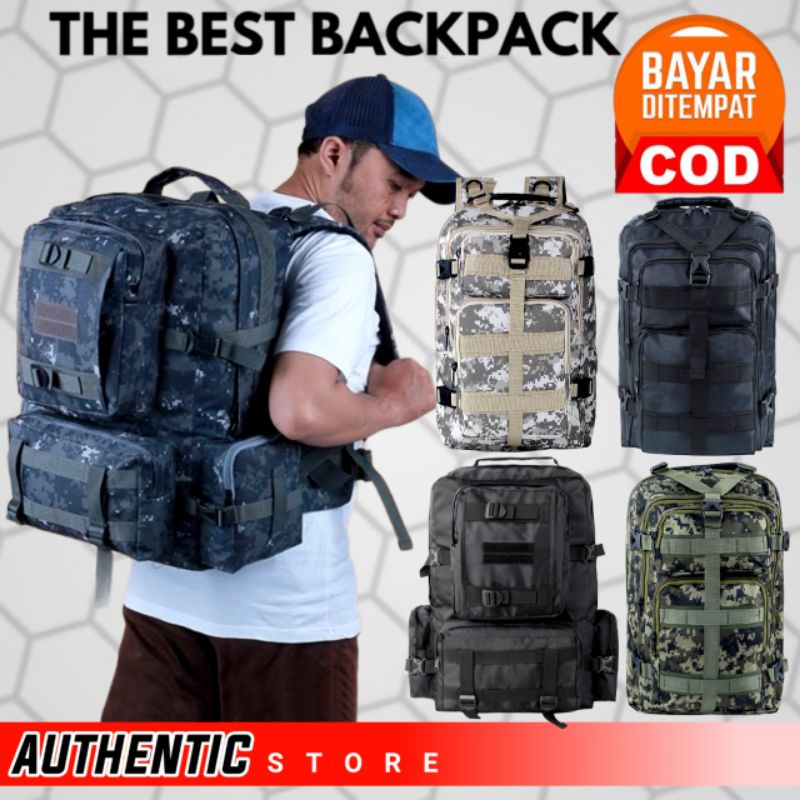 AUTHENTIC Tas Ransel Punggung Backpack Laptop Tactical Army Pria Cowok Kerja Kantor Militer TNI Polisi Rider Loreng Besar Kuat Awet Berkualitas Original