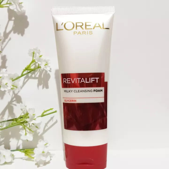 Loreal Paris Revitalift Milky Cleansing Foam Glycerin ANTI AGING/Wrinkle - L'oreal Facial Wash Pencuci Wajah Merah - Sabun Cuci Muka L'oreal Sabun Pembersih Pencuci Wajah Foam Cleanser Pemcuci Face Wash