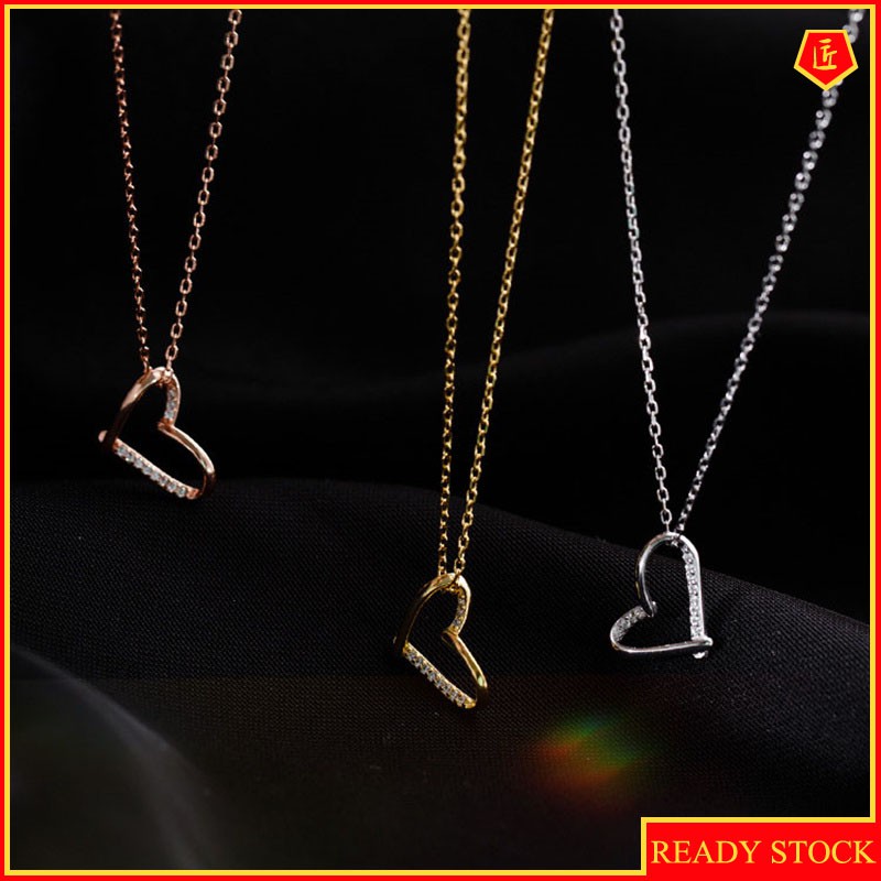 [Ready Stock]Heart-Shaped Necklace Female Silver Simple Exquisite Refined Grace