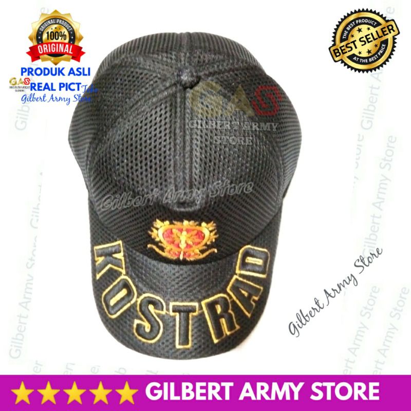 Terbaru Topi Kostrad Logo Bordir Jaring Hitam Tni Militer Murah Grosir Gilbert Army Store Hat  Pria