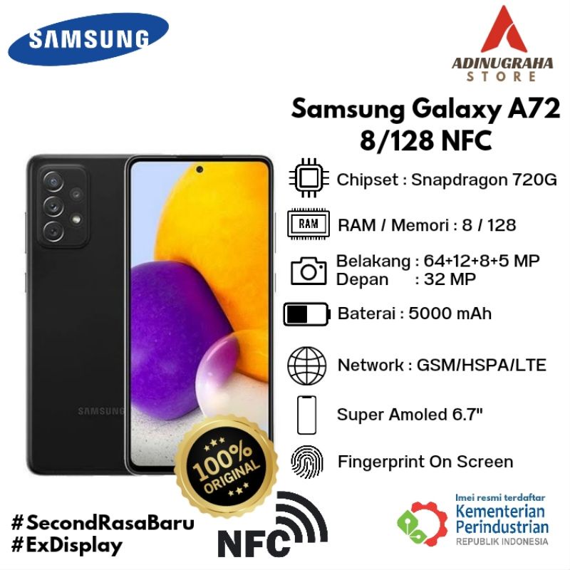 Samsung Galaxy A72 Ram 8 Rom 128 (Second) Exdisplay