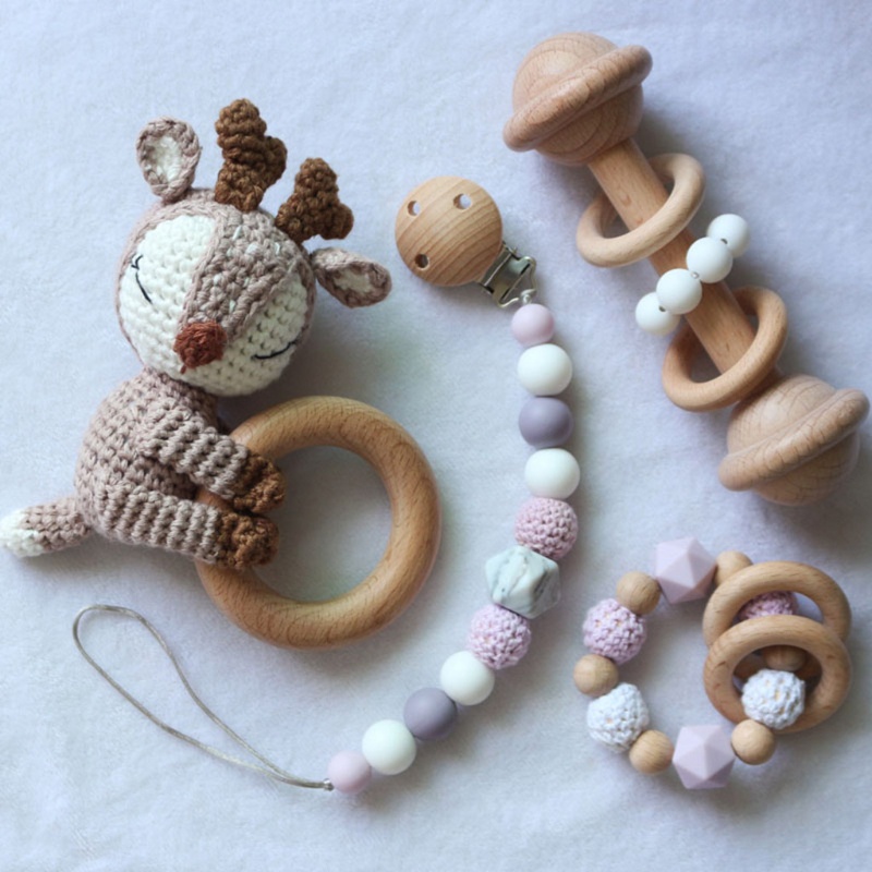 Mary Rantai Klip Penjepit Empeng / Dot / Teether Bayi Bahan Kayu DIY