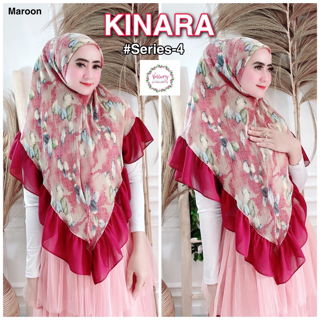 Jilbab Segiempat Segi Empat Square Kinara Plisket Ori Vallery Hijab-KINARA 4 - MAROON