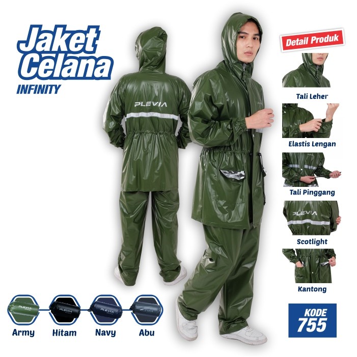 Jas Hujan Stelan Jaket Celana Plevia Infinity 755