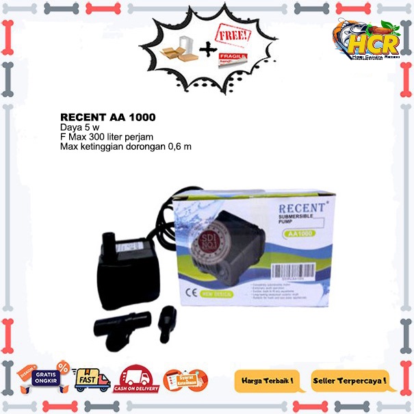 Pompa celup mini Aquarium Recent AA 1000