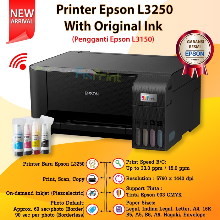 Printer L 3250 L3250 All in One Printer Wireless Tinta 003 Garansi