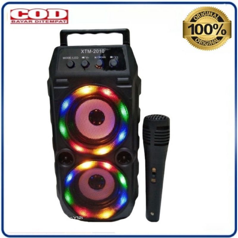 Speaker Portable Bluetooth Xtm 2010 Dual Speaker Free  Mic Karaoke/Salon Aktif  Wireless Radio Fm Speaker Wireless Portable Super Bass