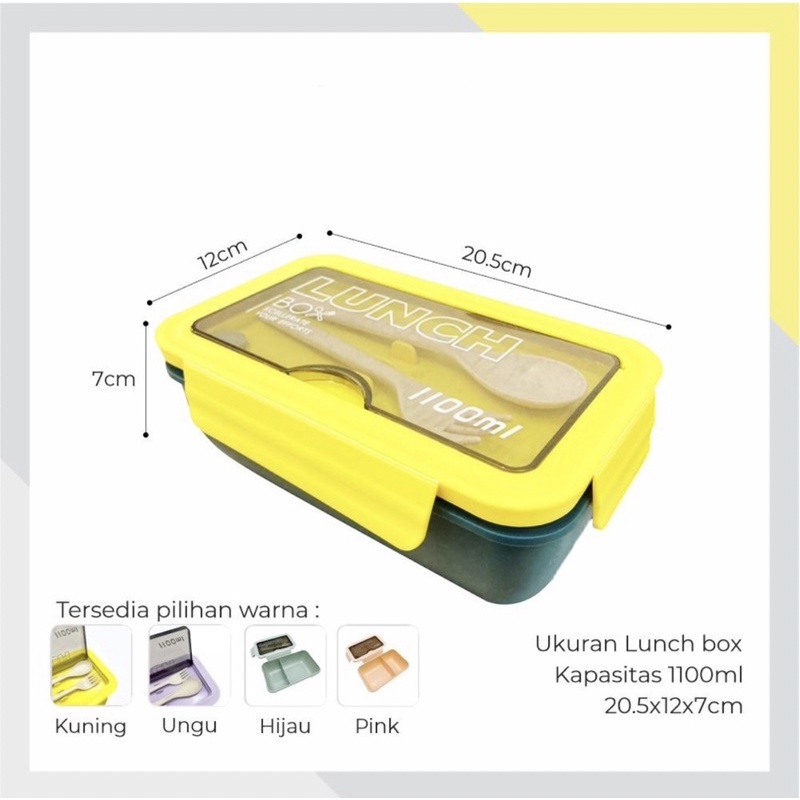 LUNCH BOX KOTAK MAKAN LB B002 - BEKAL MAKAN SEKOLAH KANTOR - FREE SENDOK GARPU