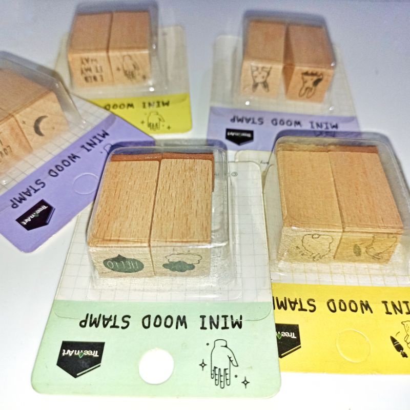 

Mini Wood Stamp - Stempel Kayu Mini isi 2 - Desain Unik Lucu