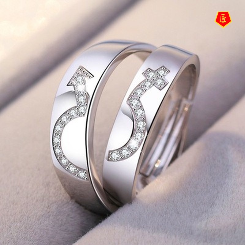 [Ready Stock]Creative Couple Ring Female Moissanite Fashion Elegant