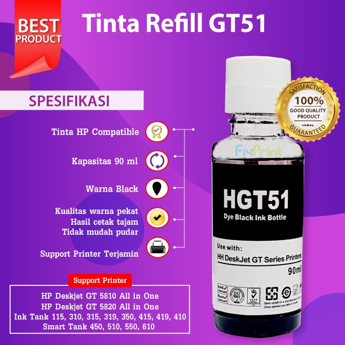 Tinta Refill GT51 GT52 GT 51 52 Printer Ink Tank 115 310 315 319 Smart Tank 500 515 610 615 Deskjet 2135 2335 1115 1510 1515 2336 2337 2775 2776 4176