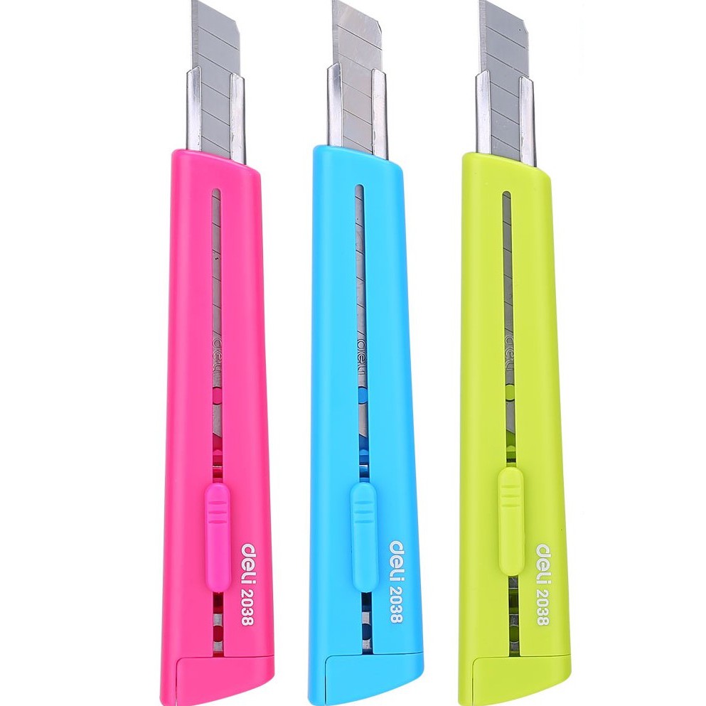 

PISAU CUTTER KECIL DELI SMALL 2038 PEMOTONG KERTAS A-300 WARNA