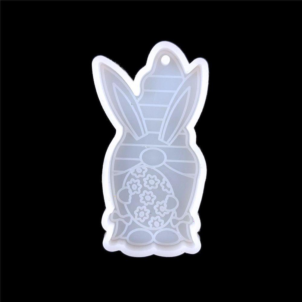 PREVA Easter Rubbit Mold Pendant Resin Crafts Hanging Tags Silicone Moulds Dwarf Cake Tools Bunny Mold