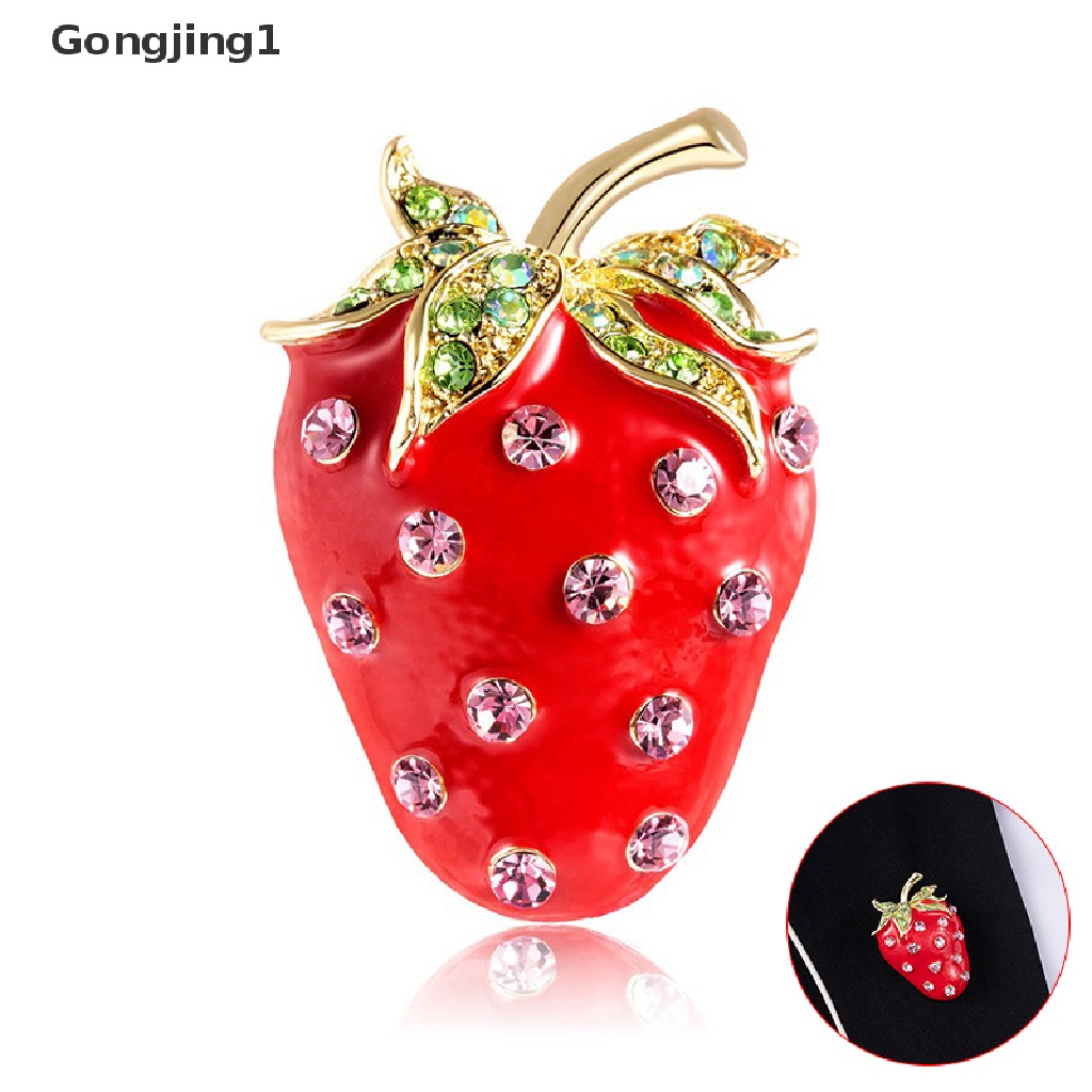 Gongjing1 Bros Pin Bentuk Strawberry Lucu Untuk Aksesoris Scarf / Syal Wanita