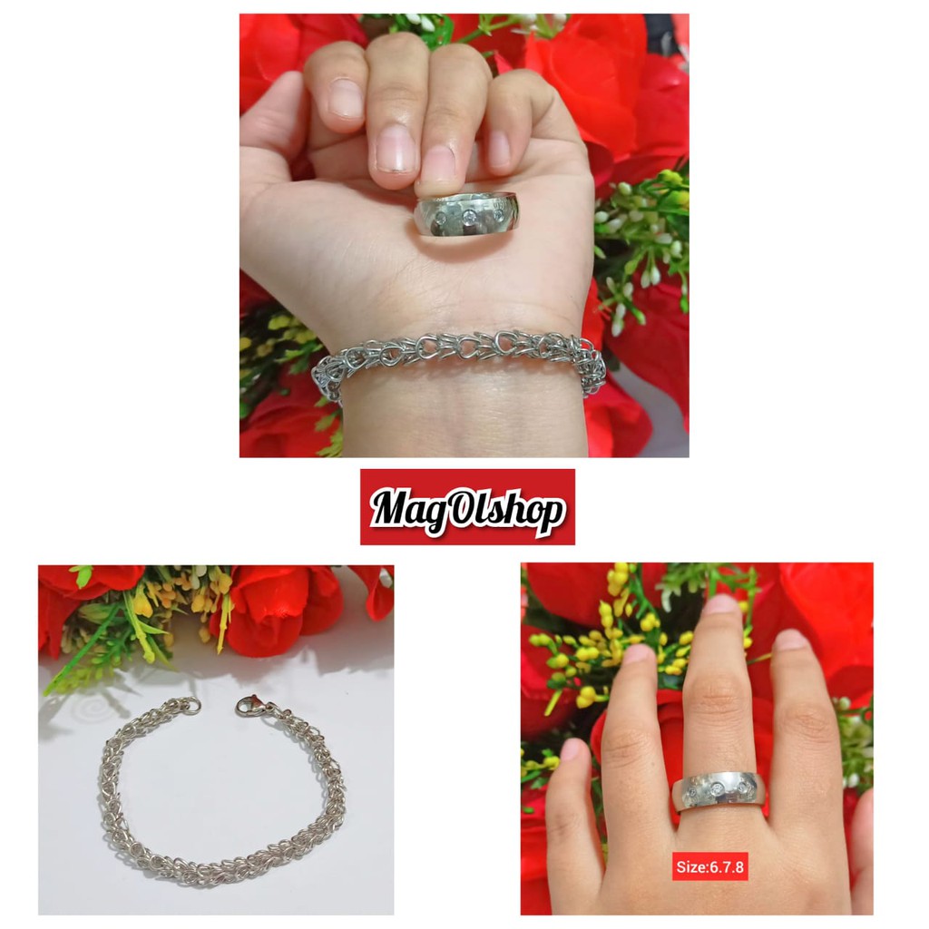 Gelang Dewasa Rantai Free Cincin TITANIUM STAINLESS STEEL