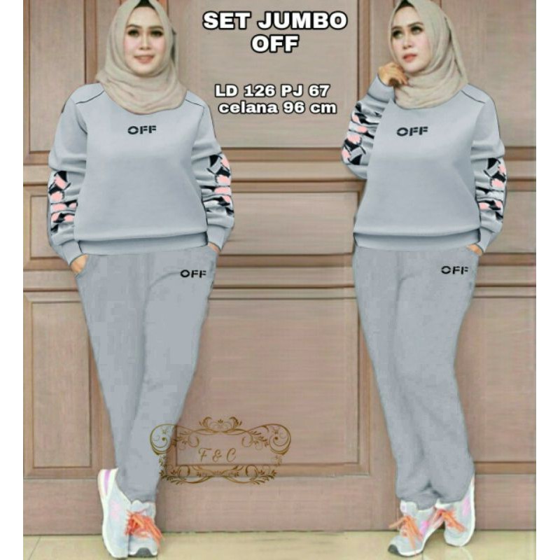 PCS SET CELANA OFF FE BAHAN BABYTERRY 3 UKURAN L XL XXL SETELAN ATASAN DAN CELANA