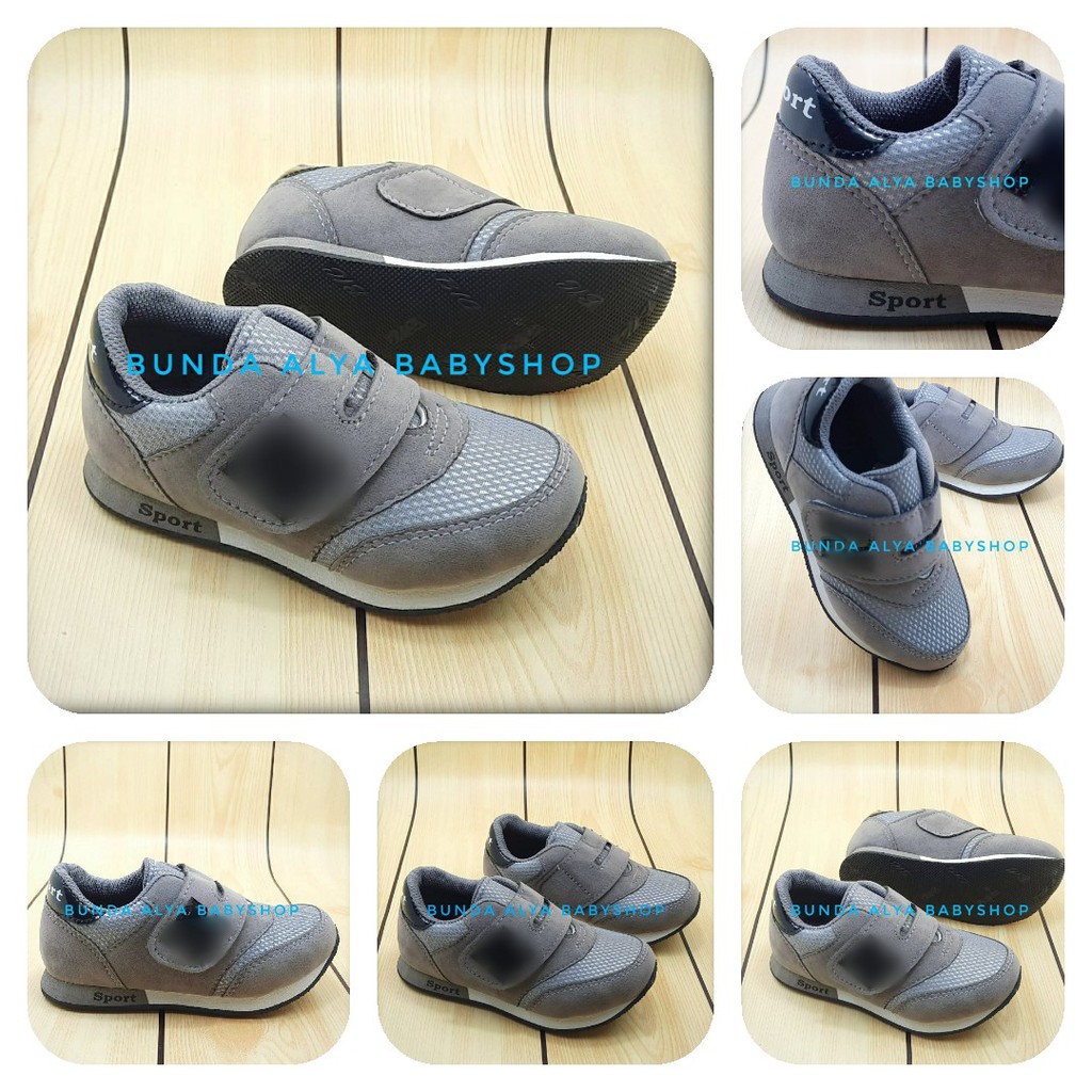 Sepatu Anak Laki Usia 5 6 Tahun Sneakers ABU Size 29 - 31 - Sepatu Anak Cowok Cewek Sporty Anti Licin