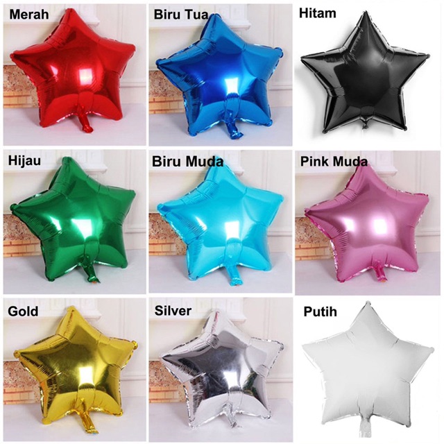 Balon Foil BINTANG 40cm/20cm/10cm