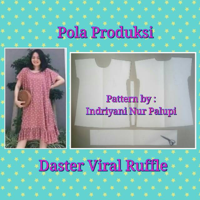 Pola Daster Viral Ruffle - Pola Baju Instan Daster kalong rempel bawah - Sewing Pattern