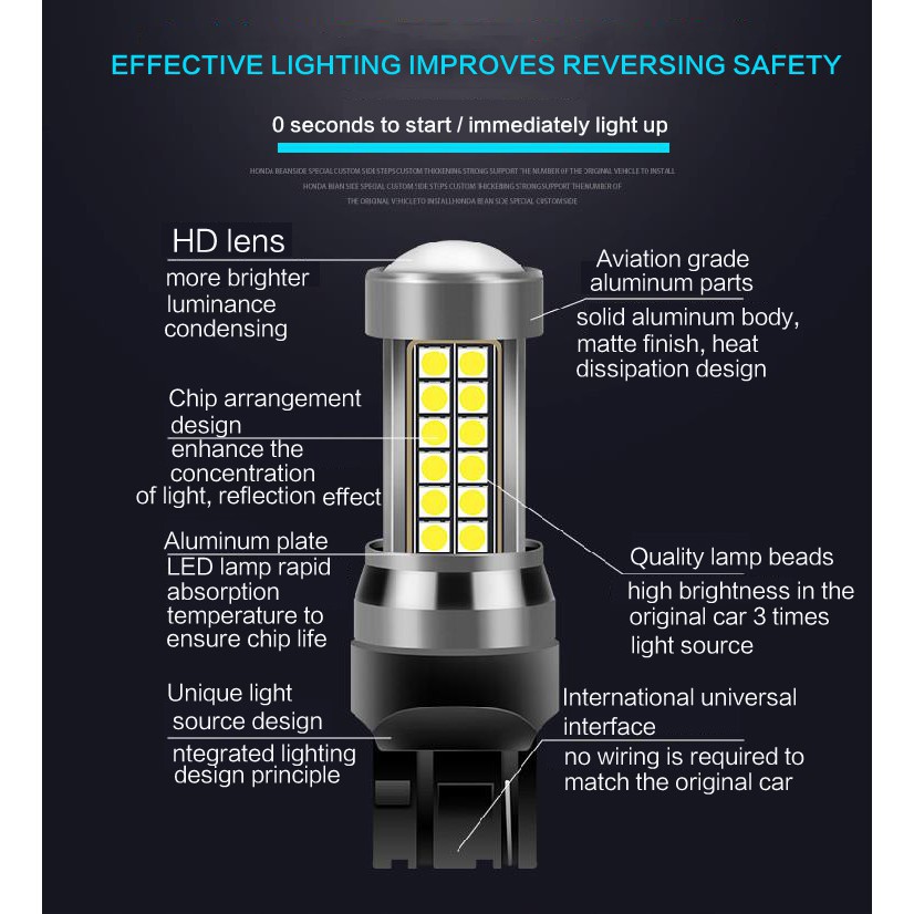 1pc Lampu Led 1156 T15 T20 Warna Putih Untuk Mundur Mobil