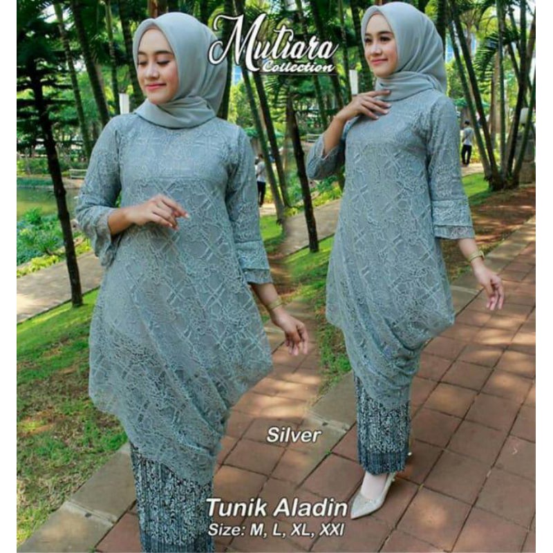 Set kebaya kekinian - TUNIK ALADIN GLITER - kebaya brukat gliter - kebaya modern dan pesta