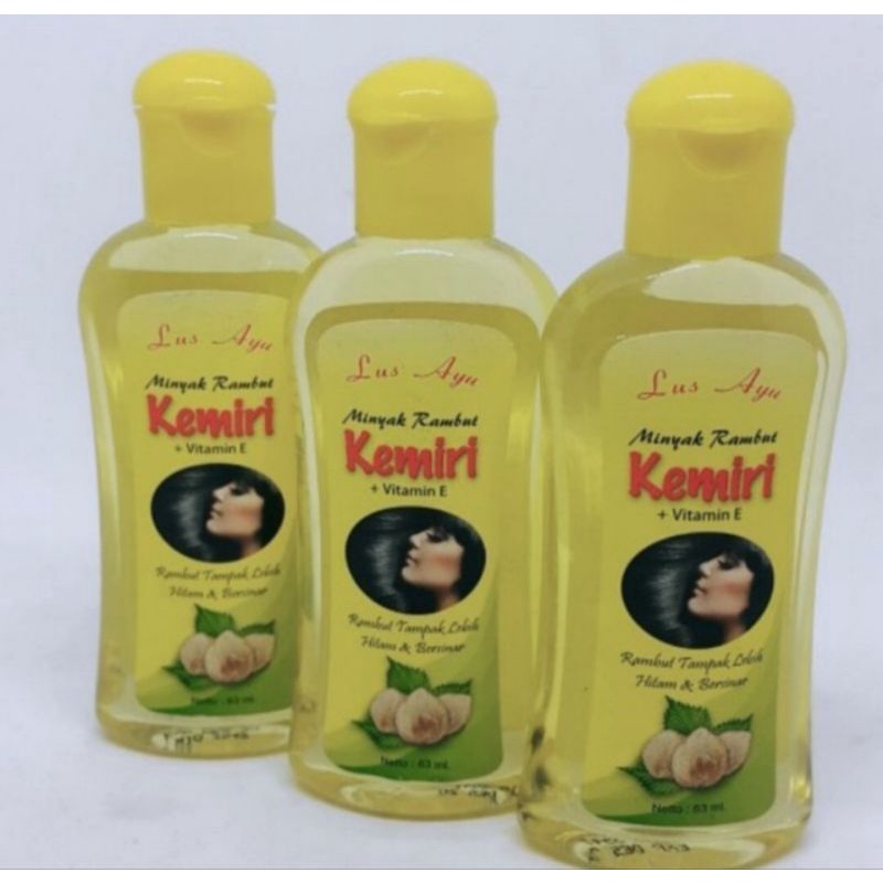 KEMIRI MINYAK RAMBUT 63ML/ LUS AYU + VITAMIN E/BPOM