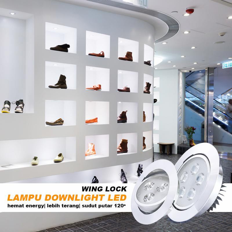 Lampu Downlight 3 Mata 3W/ LED Spotlight 3 Watt Wing Lock Putih/Kuning