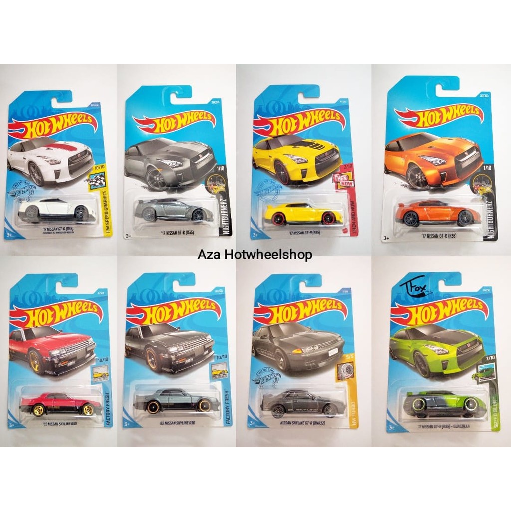 Hot Wheels 17 NISSAN SKYLINE GT-R GTR GT R30 R32 putih Godzilla D23 R33 R34 R35 LBWK Guaczilla Putih Silver Kuning Hijau Merah HW 2000 Kenmeri Nissan R390 GT1 Gti