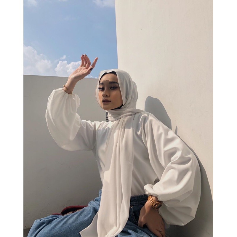 Lune Blouse - Blouse wanita - Blouse balon - Baju Blouse - Blouse putih - Blouse lilac - atasan