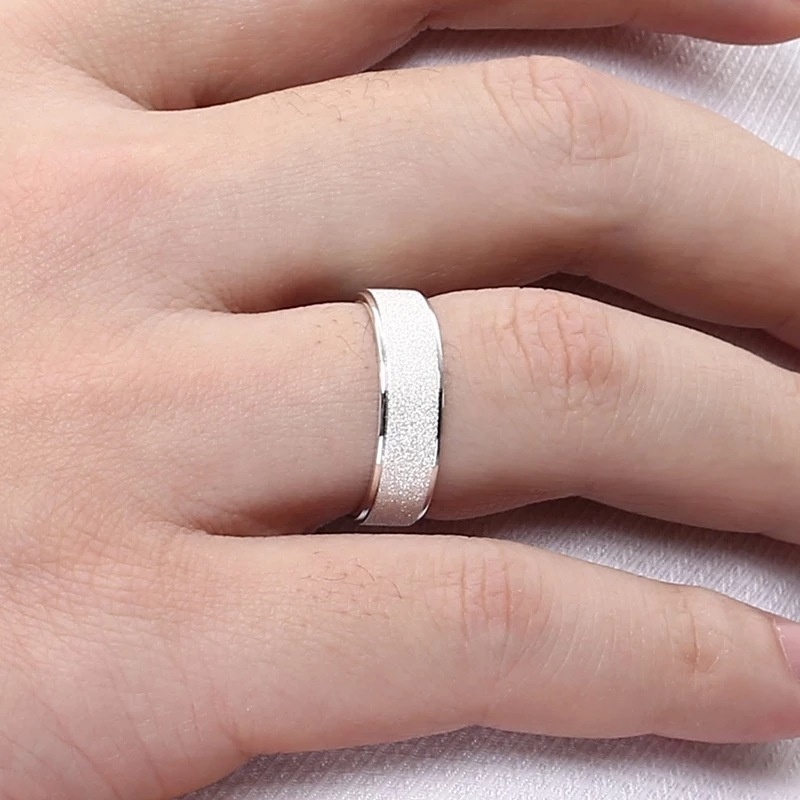 4 Colors Classic Simple Electroplating Stainless Steel Frosted Ring/ Creative Double Step Couples Ring