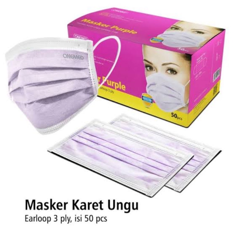 MASKER TELINGA ONEMED UNGU ASLI