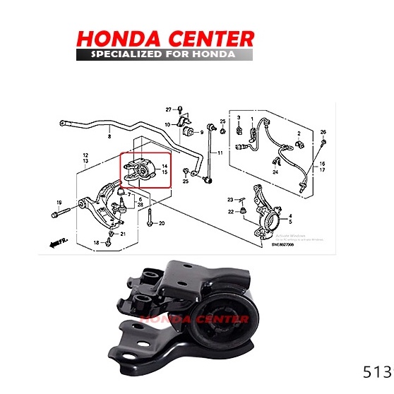 bushing lower arm crv mounting arm crv bush sayap depan  crv gen3 2007 2008 2009 2010 2011