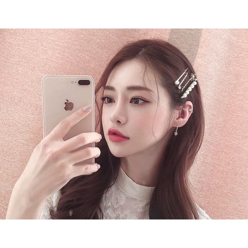 Ark.co - Bobby pins (Flower ; Heart Bow) set tusuk hiasan rambut pearl mutiara bunga hati cute fashion