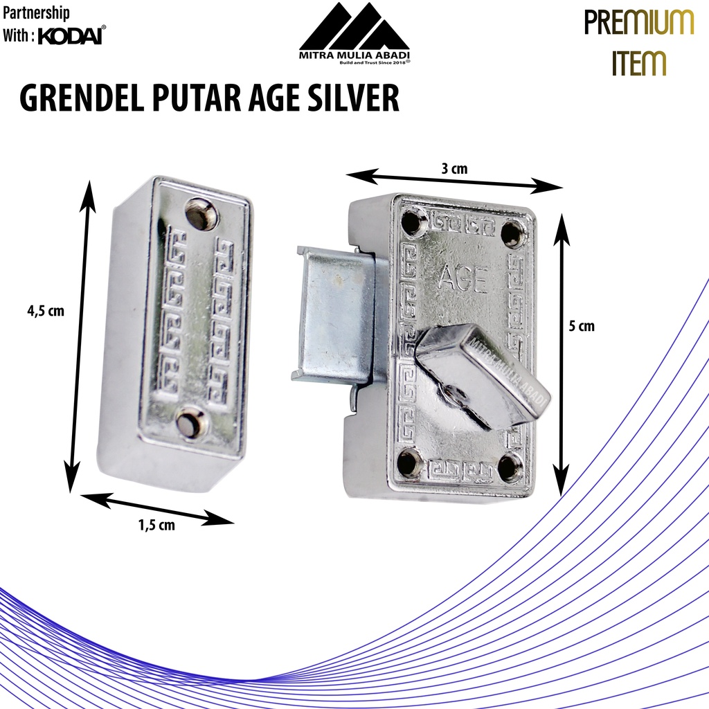 Grendel Putar Slot Pintu/Lemari 5cm I By AGE I Fullset