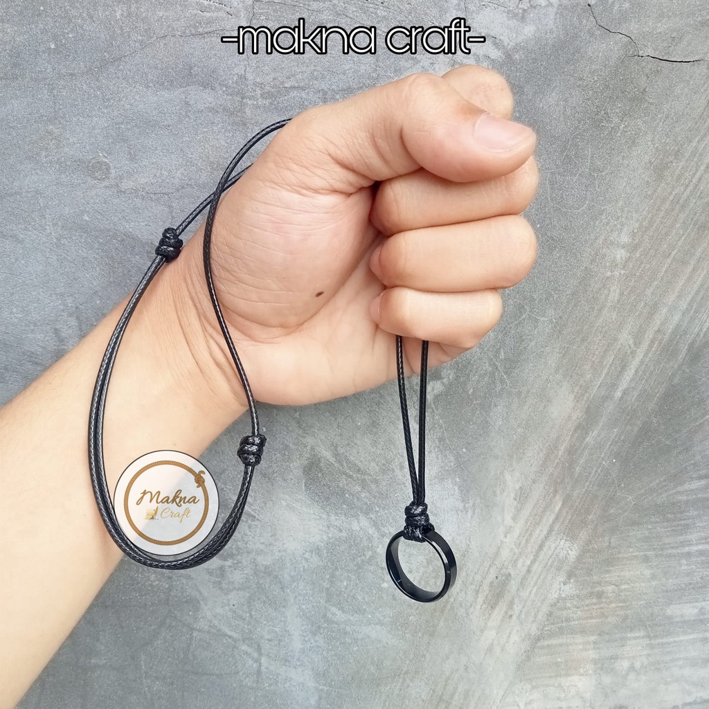 (COD) Kalung Cincin Titanium Pria Phitam tali korea Collection Berkah Solo