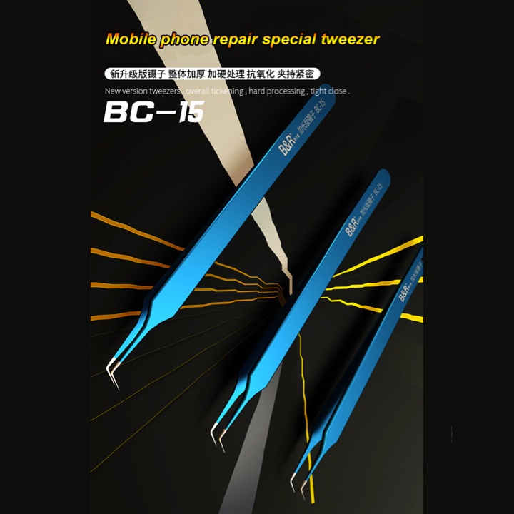 PINSET B&amp;R BC-15 BLUE Precision SMD Tweezer Ori