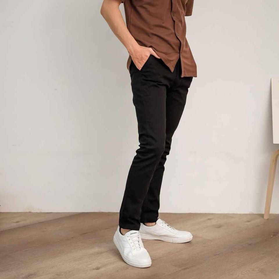 CELANA Pria SLIMFIT Panjang chino KERJA HARIAN HITAM MOCCA ABU GREY KREAM CREAM Size 27 - 38