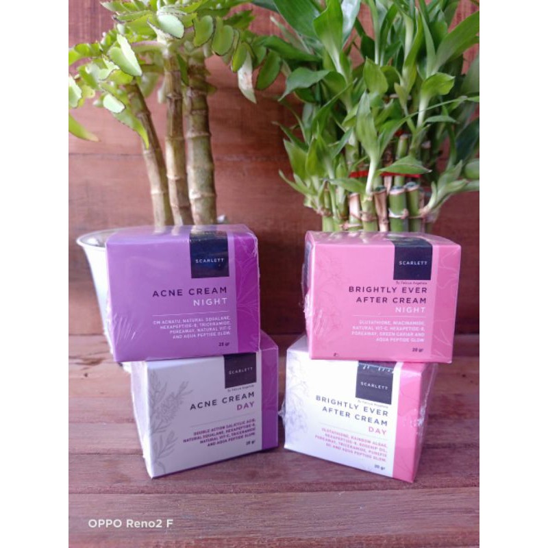 Scarlett brightly cream/acne cream day&night/cream Scarlett siang malam