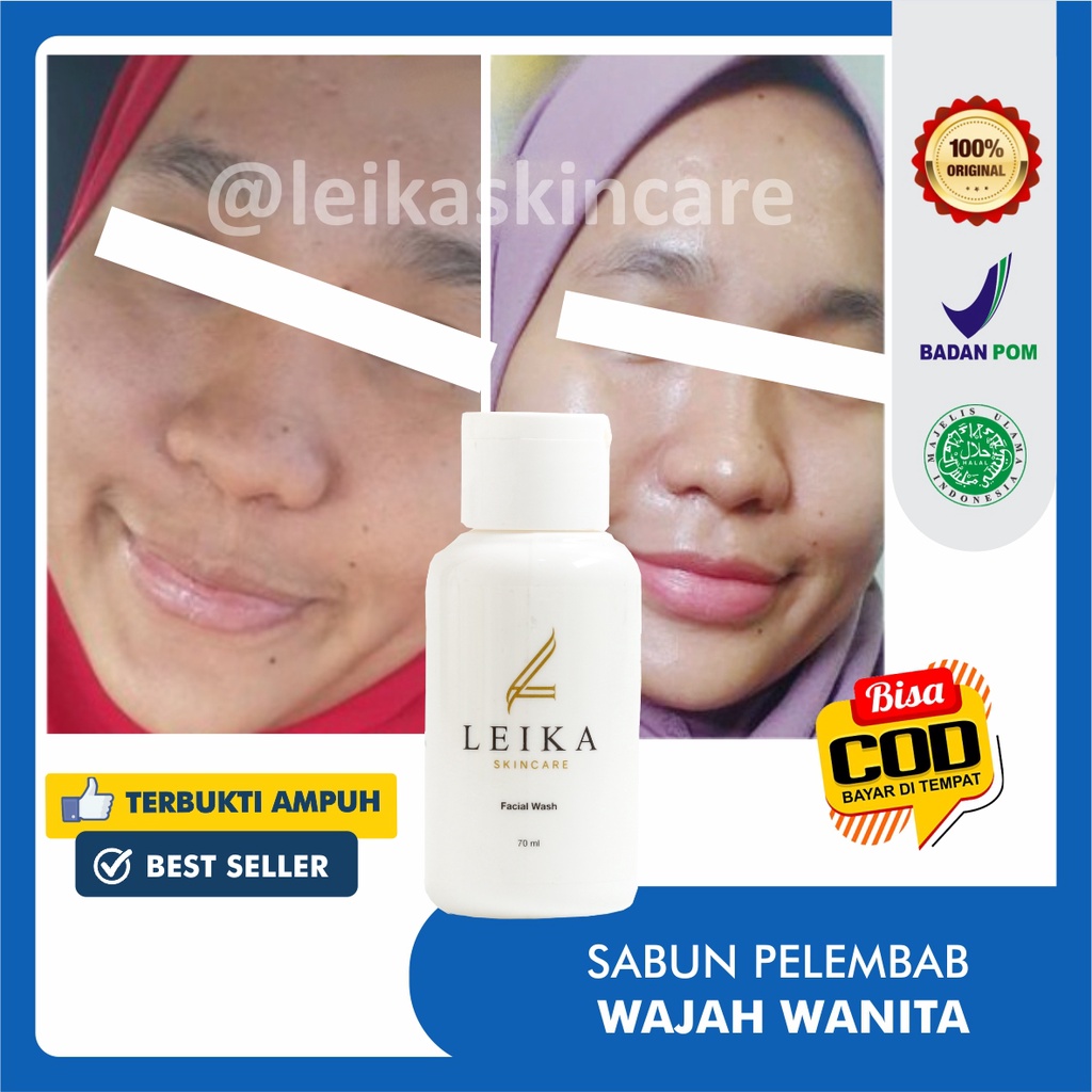 Sabun Wajah! Sabun Pelembab Kulit Wajah Kering Asli 100% BPOM Pelembab Wajah Kusam Berjerawat Jadi Putih Glowing Halal Facial Wash Leika Skincare  70ml Pelembab Wajah Resmi BPOM