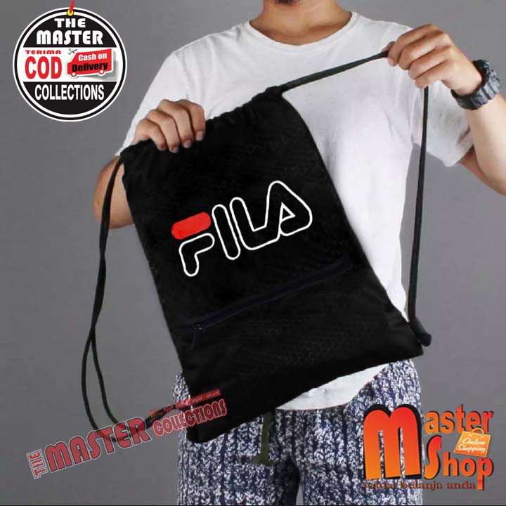 Tas Ransel Serut Drawstring Resleting FL Gymsack Travel Sport Gym Bag Fitness ( MURAH BISA COD )